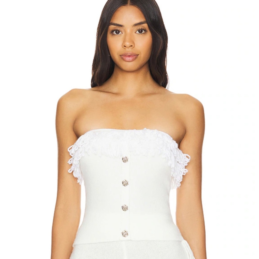 New NWT Zemeta Rosie Ruffle Knit Tube Top in White knit revolve